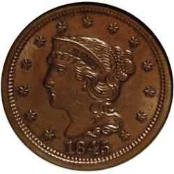 1845 1C Brown MS64 NGC