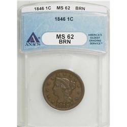1846 1C Small Date Brown MS62 ANACS