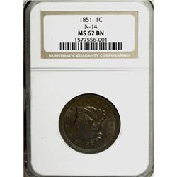 1851 1C Brown MS62 NGC