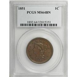 1851 1C Brown MS64 PCGS