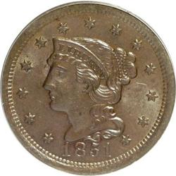1851 1C Brown MS64 PCGS