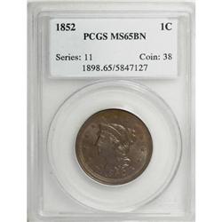 1852 1C Brown MS65 PCGS