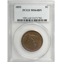 1853 1C Brown MS64 PCGS
