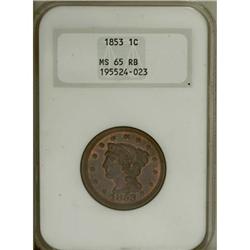 1853 1C Red and Brown MS65 NGC