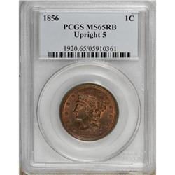 1856 1C Upright 5 Red and Brown MS65 PCGS