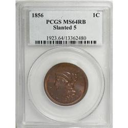 1856 1C Slanted 5 Red and Brown MS64 PCGS