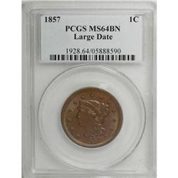 1857 1C Large Date Brown MS64 PCGS