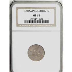 1858 1C Small Letters MS62 NGC