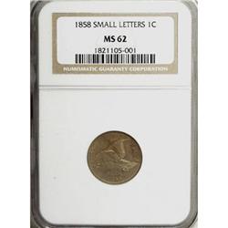 1858 1C Small Letters MS62 NGC