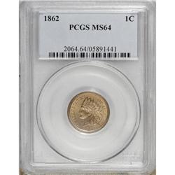 1862 1C MS64 PCGS