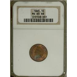 1865 1C Fancy 5 Red and Brown MS65 NGC