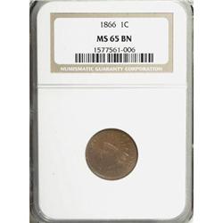 1866 1C Brown MS65 NGC