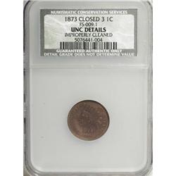 1873 1C Closed 3 Brown MS60 CSN