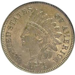 1874 1C Red and Brown MS62 ANACS