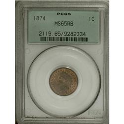 1874 1C Red and Brown MS65 PCGS