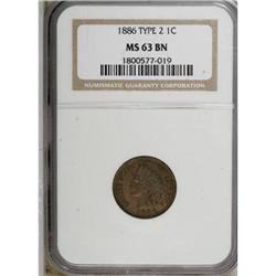 1886 1C Type Two Brown MS63 NGC