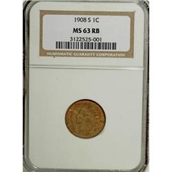 1908-S 1C Red and Brown MS63 NGC