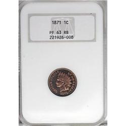 1871 1C Red and Brown PR63 NGC