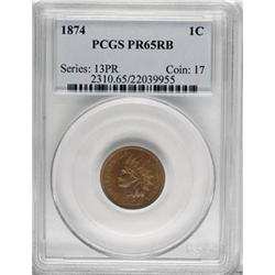 1874 1C Red and Brown PR65 PCGS