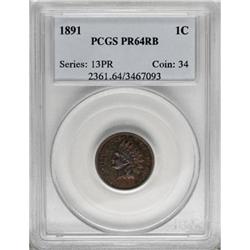 1891 1C Red and Brown PR64 PCGS