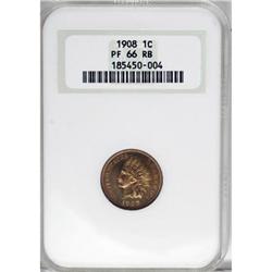 1908 1C Red and Brown PR66 NGC