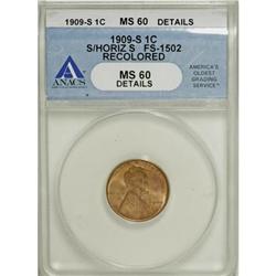 1909-S 1C S Over Horizontal S Red MS60 ANACS