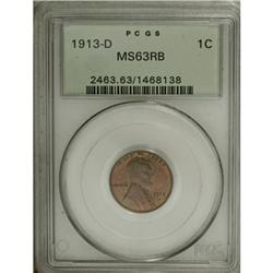 1913-D 1C Red and Brown MS63 PCGS