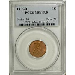 1916-D 1C Red MS64 PCGS