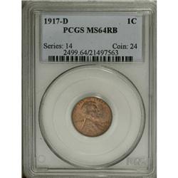 1917-D 1C Red and Brown MS64 PCGS