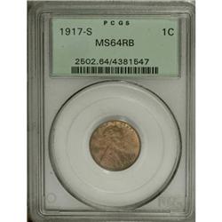 1917-S 1C Red and Brown MS64 PCGS