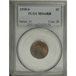1918-S 1C Red and Brown MS64 PCGS