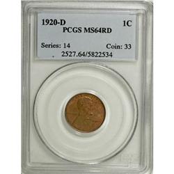 1920-D 1C Red MS64 PCGS
