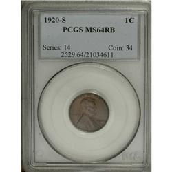 1920-S 1C Red and Brown MS64 PCGS