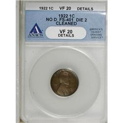 1922 No D 1C Strong Reverse VF20 ANACS