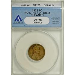 1922 No D 1C Strong Reverse VF20 ANACS