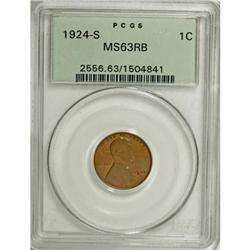 1924-S 1C Red and Brown MS63 PCGS