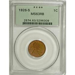 1926-S 1C Red and Brown MS63 PCGS