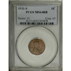 1931-S 1C Red and Brown MS64 PCGS