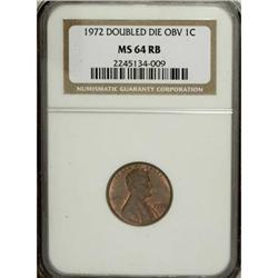 1972 1C Doubled Die Obverse Red and Brown MS64 NGC