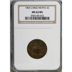 1864 2C Large Motto Brown MS62 NGC