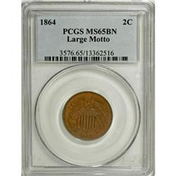 1864 2C Large Motto Brown MS65 PCGS