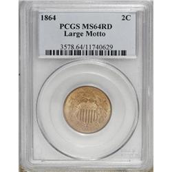 1864 2C Large Motto Red MS64 PCGS