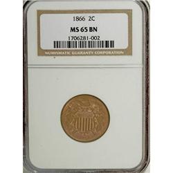 1866 2C Brown MS65 NGC