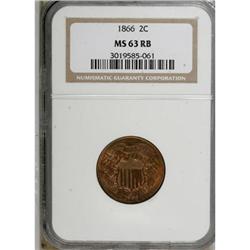 1866 2C Red and Brown MS63 NGC