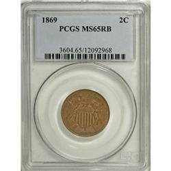 1869 2C Red and Brown MS65 PCGS