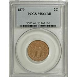 1870 2C Red and Brown MS64 PCGS