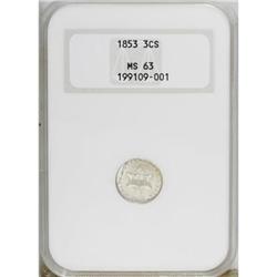1853 3CS MS63 NGC