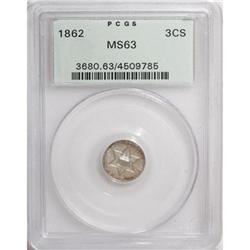 1862 3CS MS63 PCGS