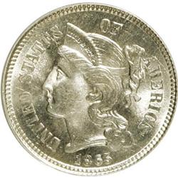 1865 3CN MS64 PCGS