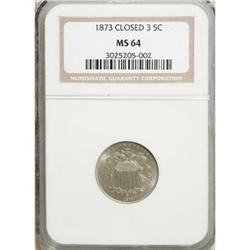 1873 5C Open 3 MS64 NGC